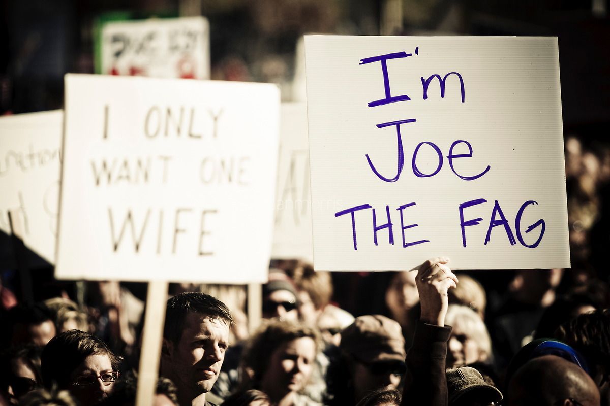 Photo By: Dan Morris Protester holds sign at a rally in Salt Lake City protesting the California Prop 8 Decision, Nov 15, 2008 (Dan Morris)